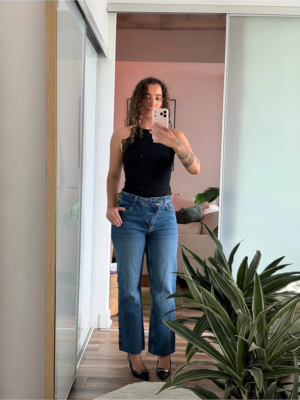 Zara Cross Straight Leg Jeans Blue